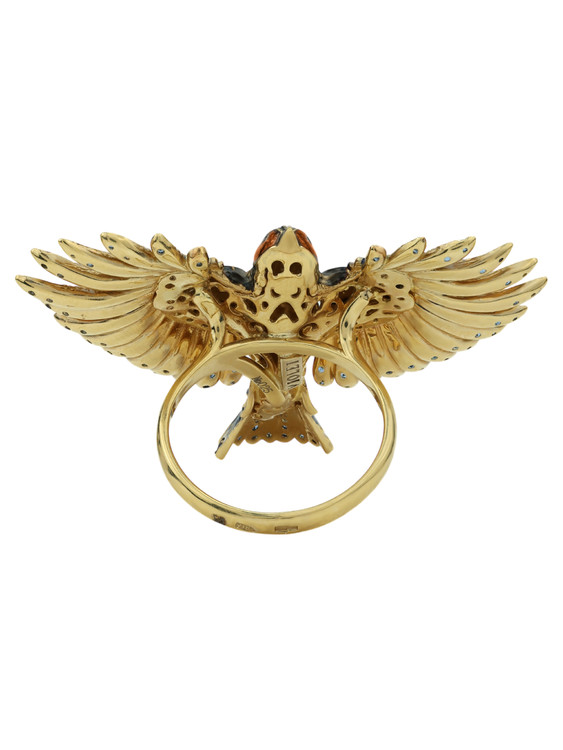 Кольцо из лимонного золота c эмаль и фианитом