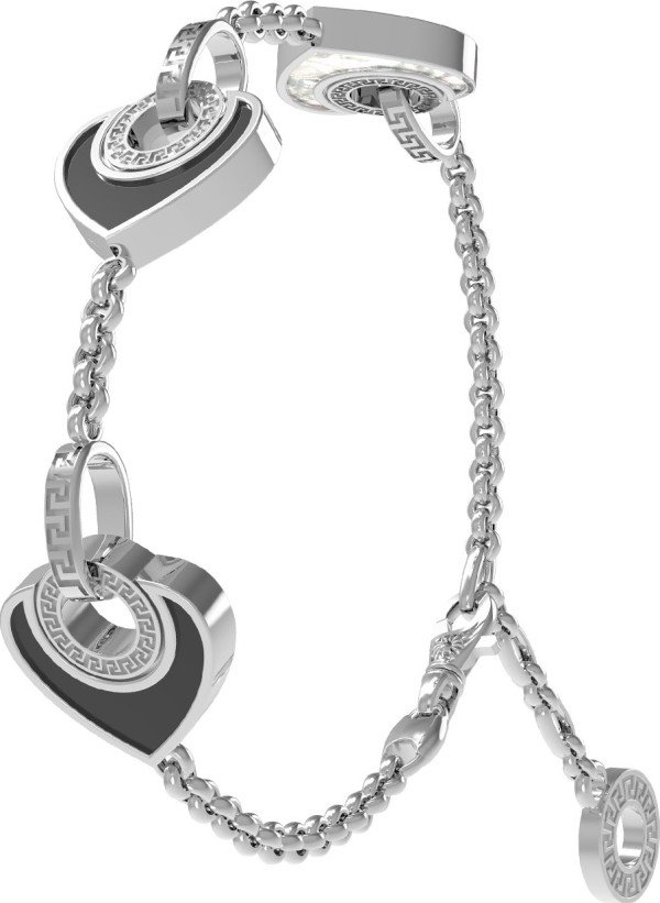 Браслет из белого золота c ониксом и перламутром