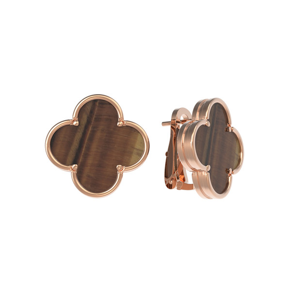 Серьги из золота c тигровым глазом