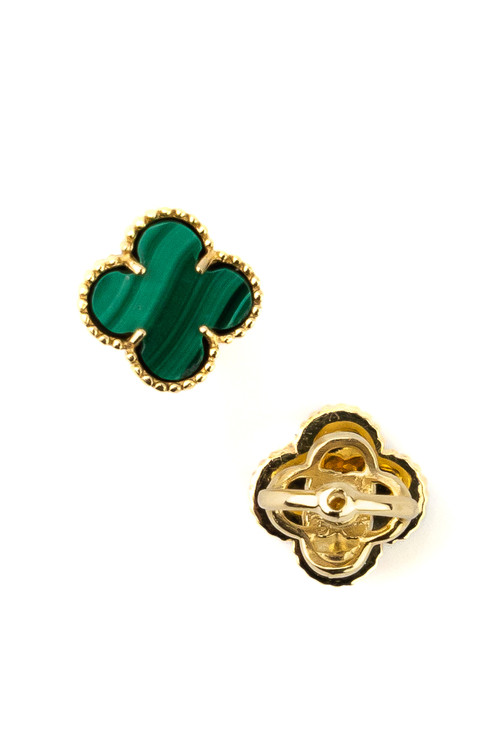 Серьги из лимонного золота c малахитом