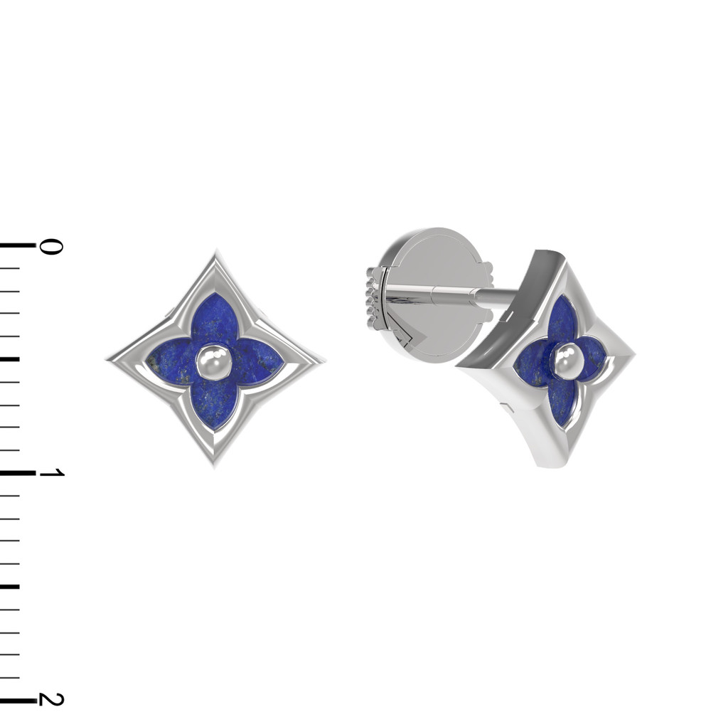 Серьги из белого золота c лазуритом