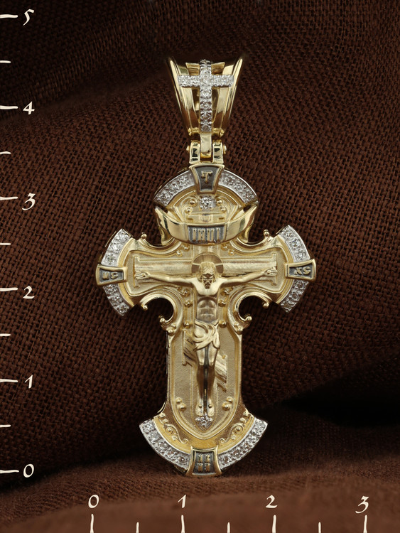 Крест из лимонного золота c бриллиантами