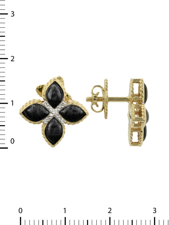 Серьги из лимонного золота c бриллиантами и ониксом