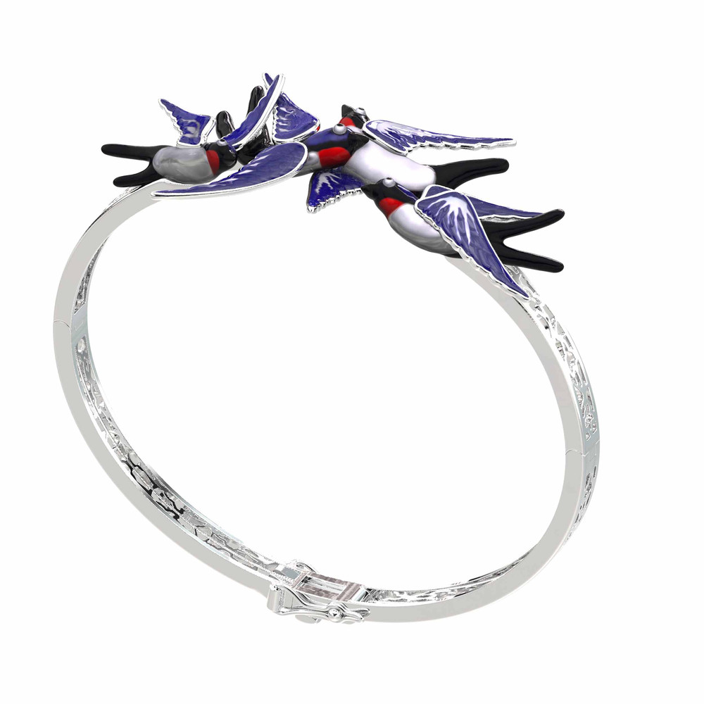 Браслет из белого золота c эмаль