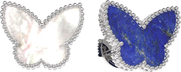 Серьги из белого золота c лазуритом и перламутром