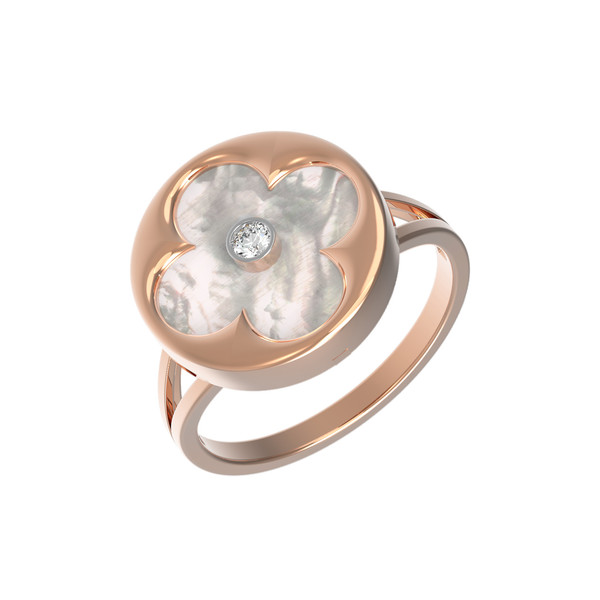 Кольцо из золота c бриллиантами и перламутром