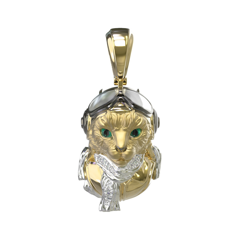 Подвеска из лимонного золота c эмаль , бриллиантами и рубином