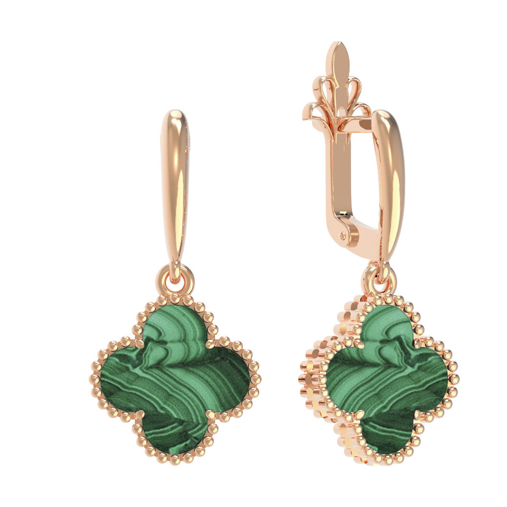 Серьги из золота c малахитом