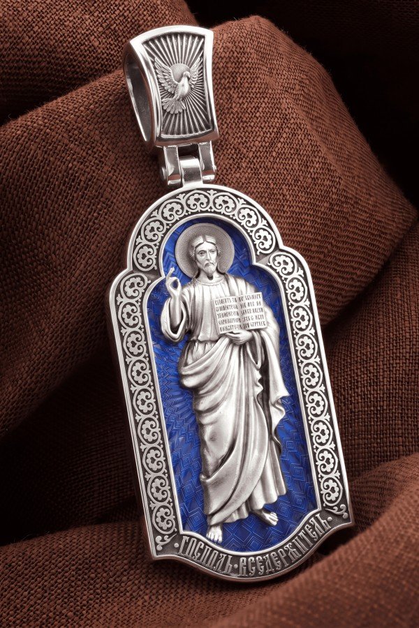 Образок из белого золота c эмалью