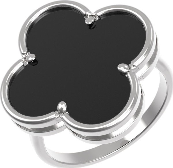 Кольцо из белого золота c ониксом