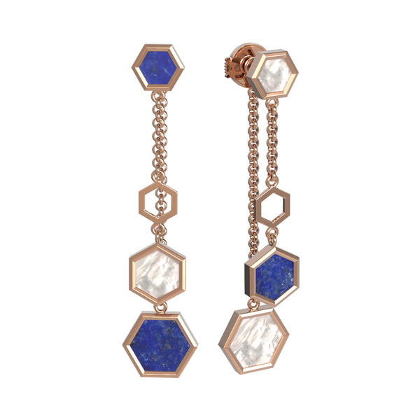 Серьги из золота c лазуритом и перламутром