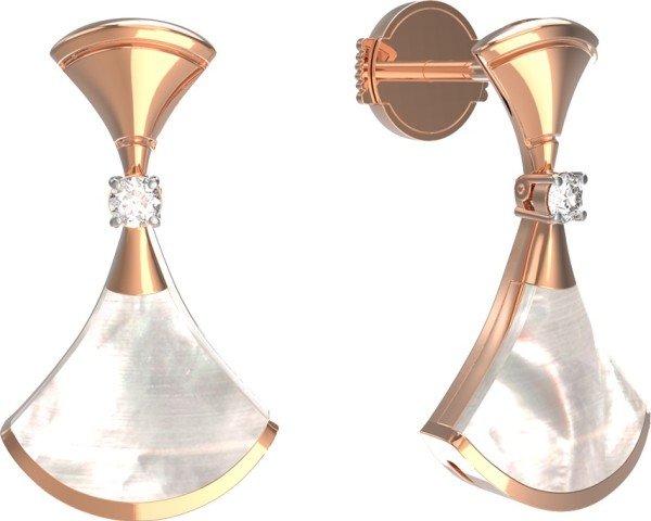 Серьги из золота c бриллиантами и перламутром