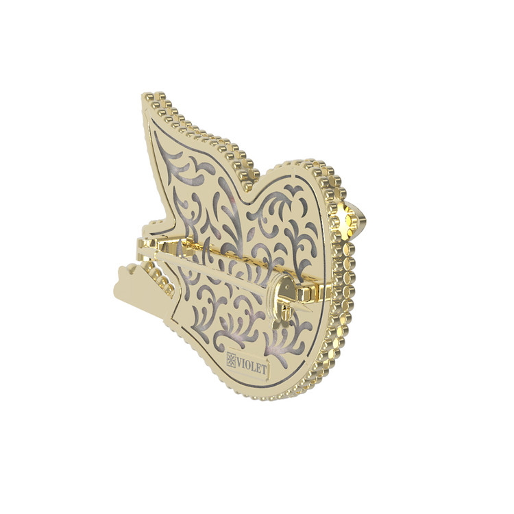 Брошь из лимонного золота c эмаль и перламутром