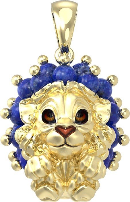 Подвеска из лимонного золота c эмалью и лазуритом