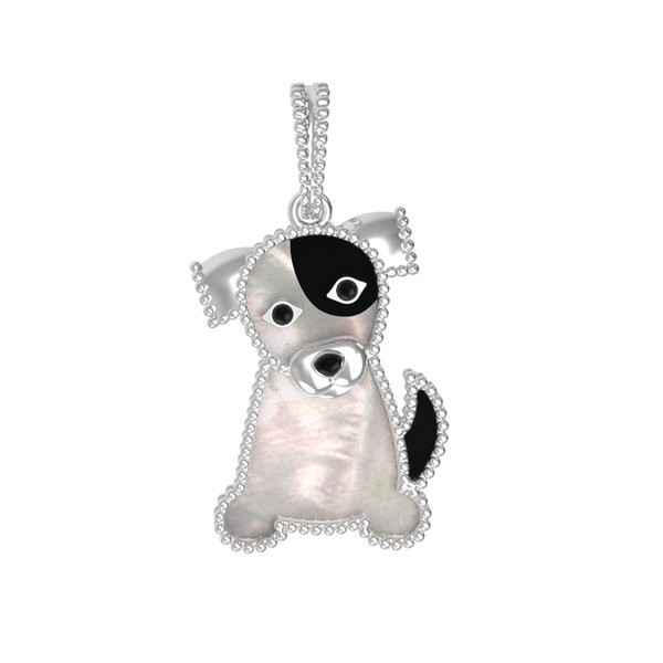 Подвеска из белого золота c эмаль , ониксом и перламутром