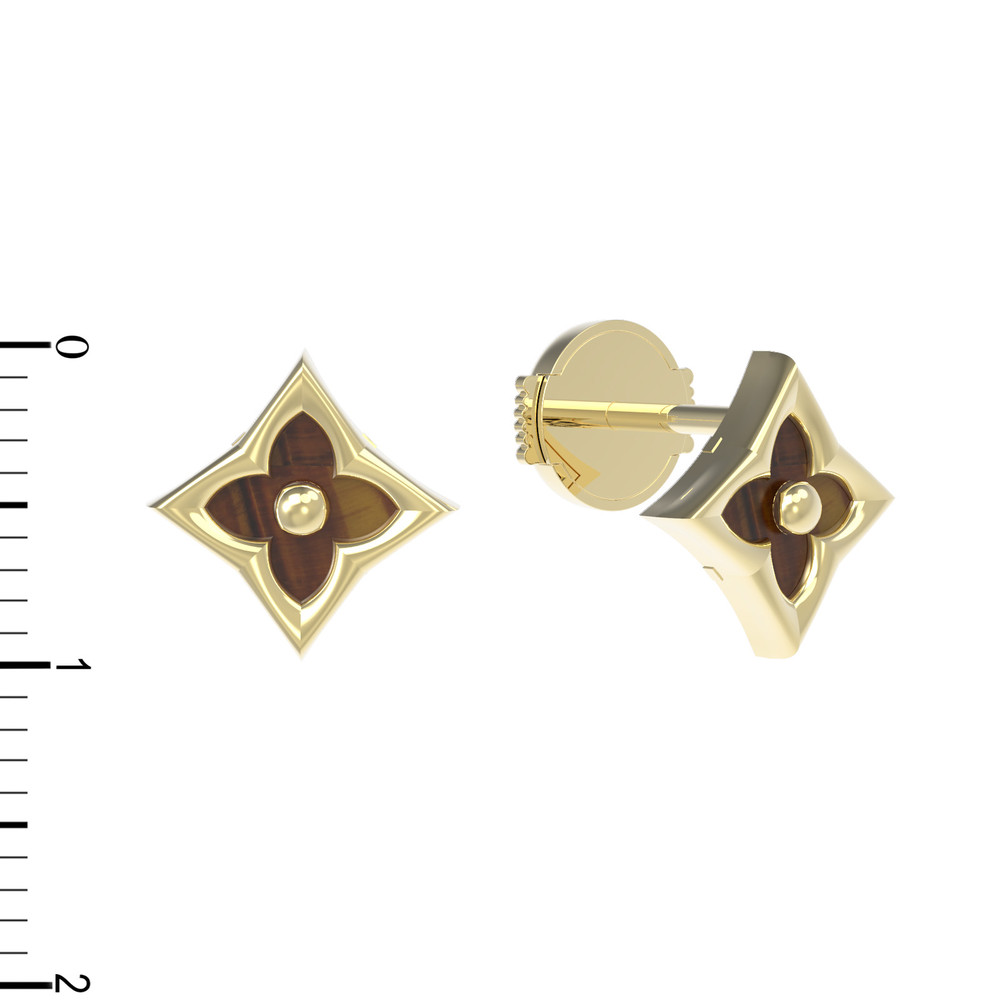 Серьги из лимонного золота c тигровым глазом