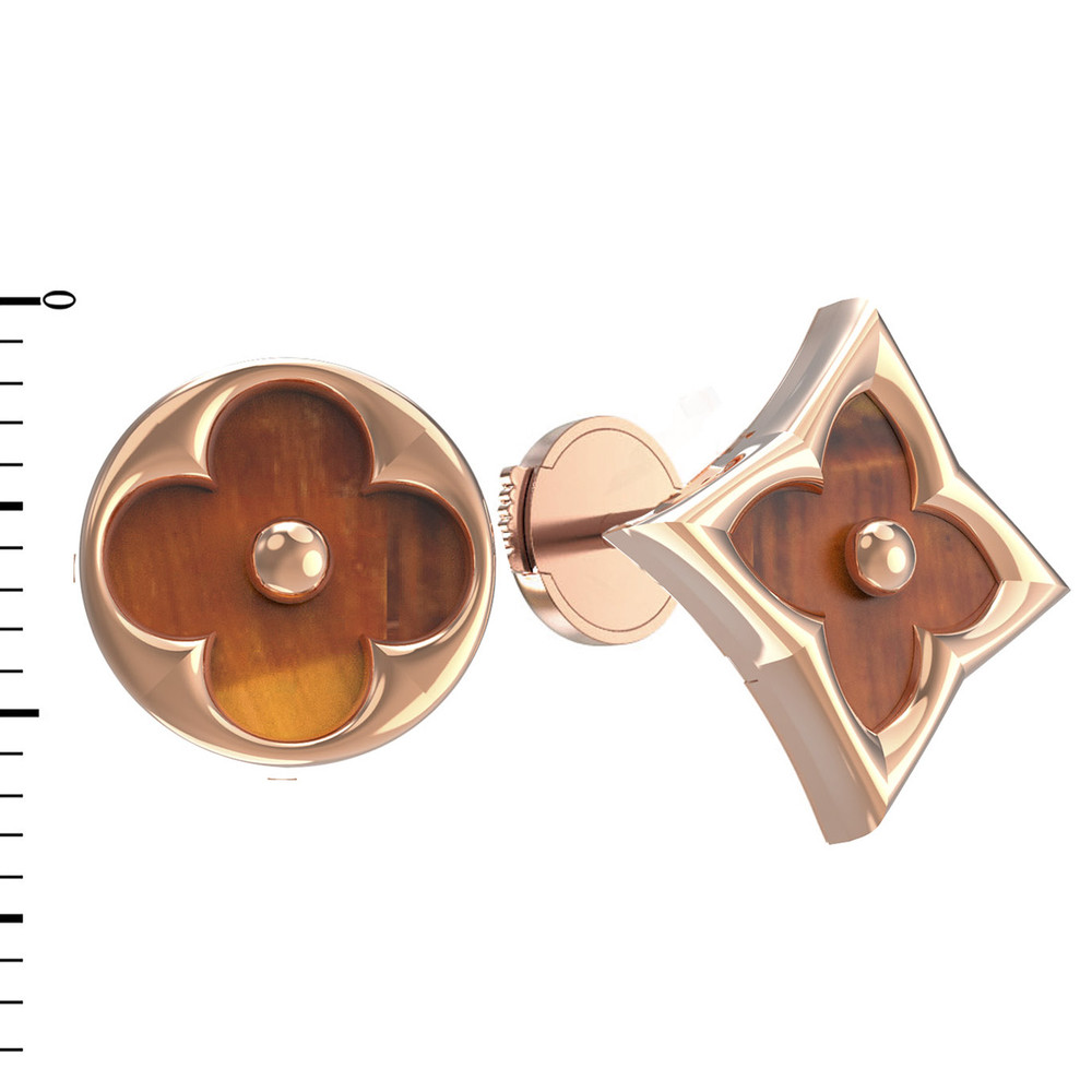 Серьги из золота c тигровым глазом