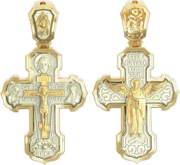 Крест из лимонного золота c бивнем мамонта