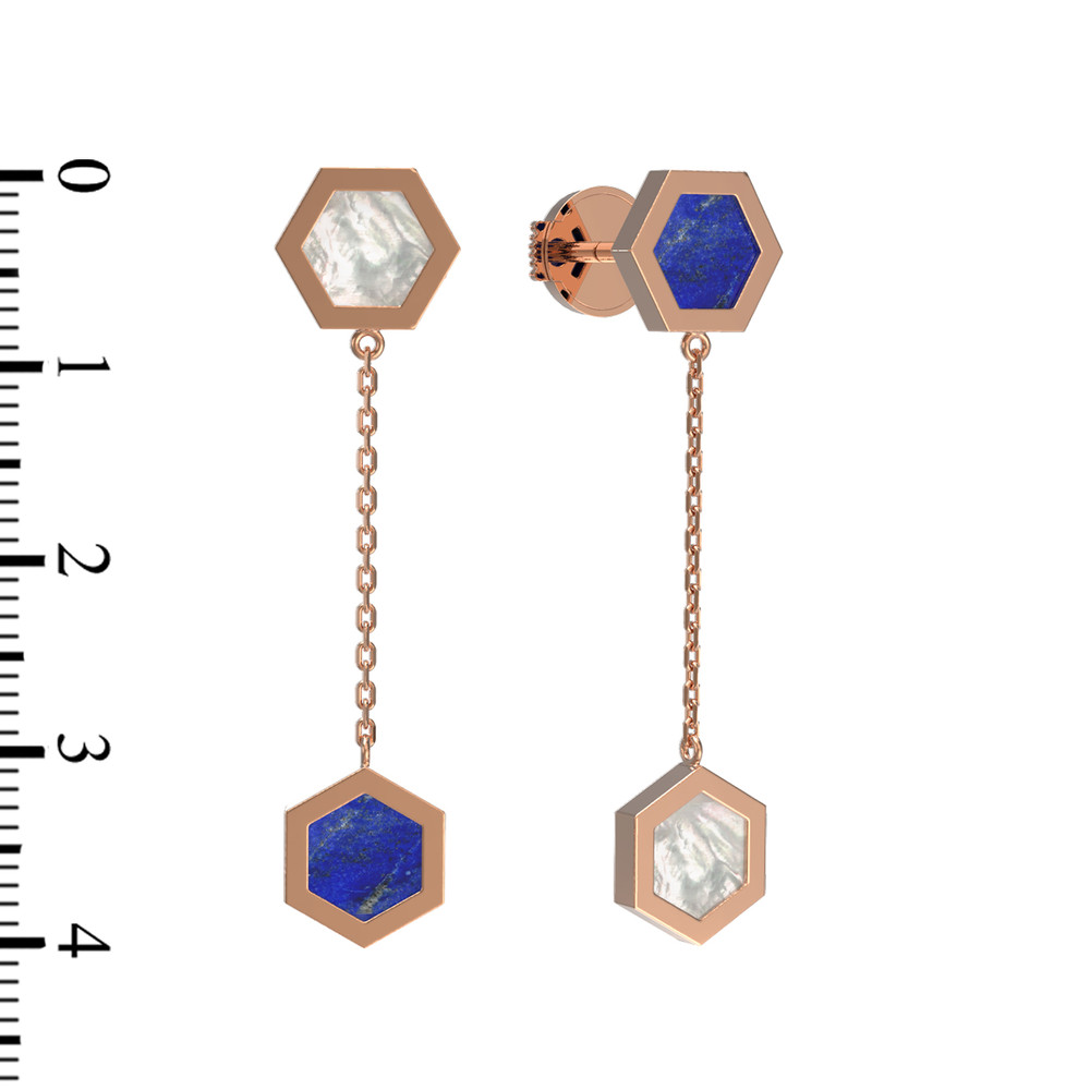 Серьги из золота c лазуритом и перламутром