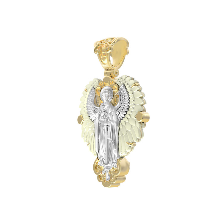 Крест из лимонного золота c перламутром