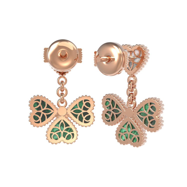 Серьги из золота c малахитом и перламутром