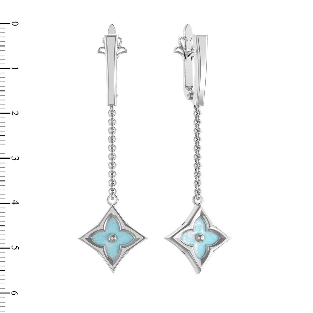 Серьги из белого золота c бирюзой