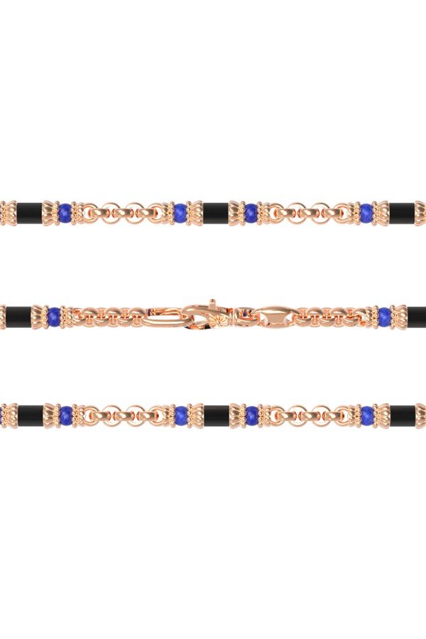 Цепь из золота c ониксом и лазуритом