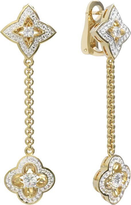 Серьги из лимонного золота c бриллиантами