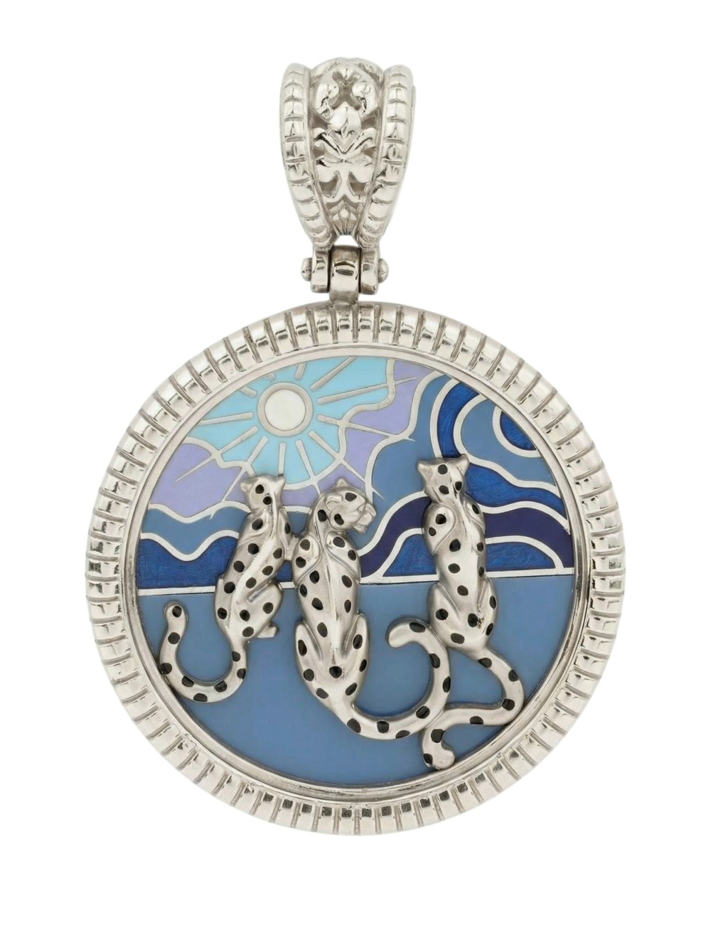 Подвеска из белого золота c эмаль