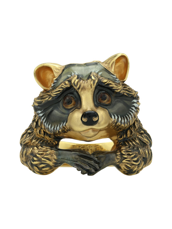 Кольцо из лимонного золота c эмаль