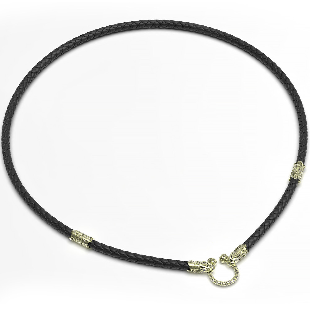 Шнурок кожаный из зелёного золота c кожаным шнурком