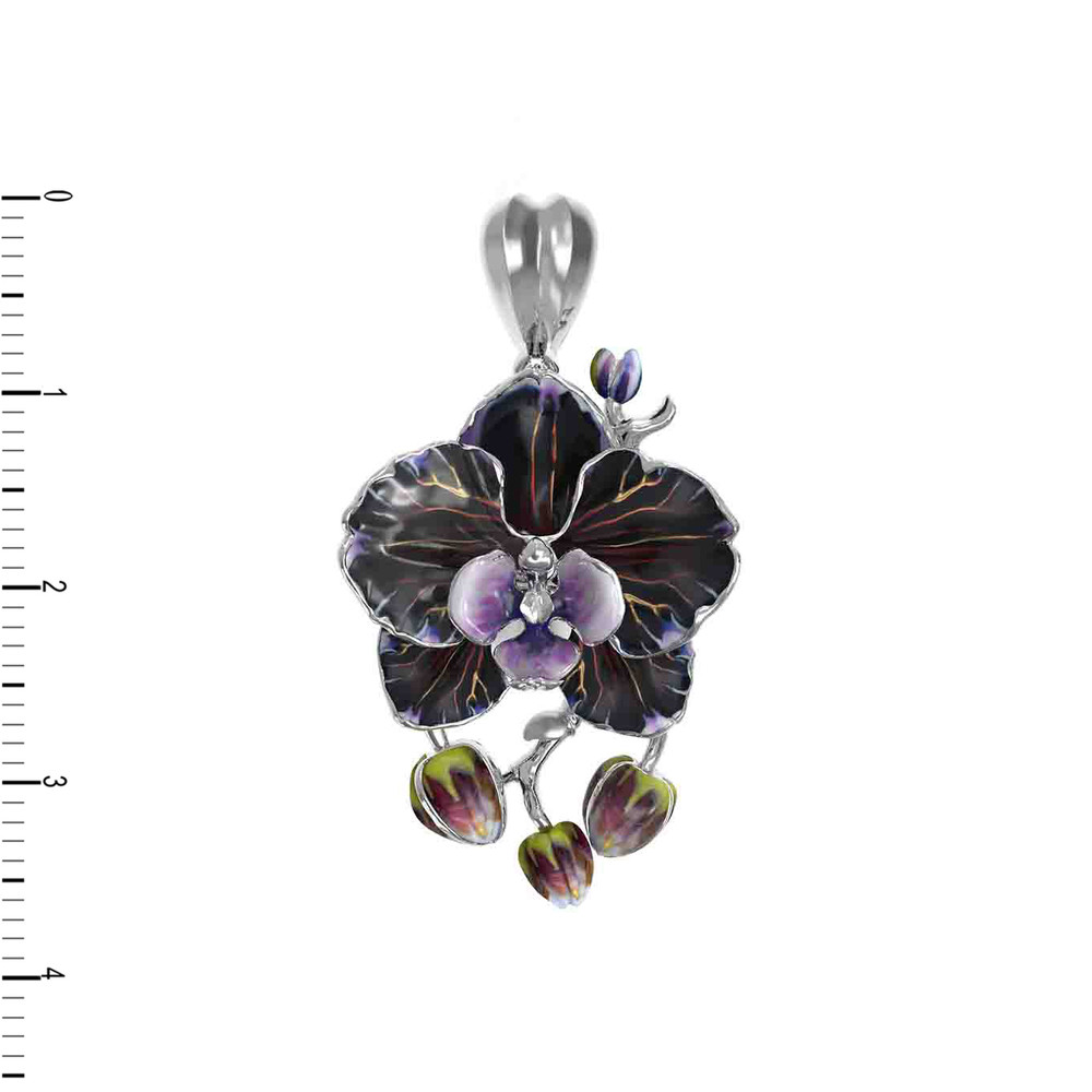 Подвеска из белого золота c эмаль