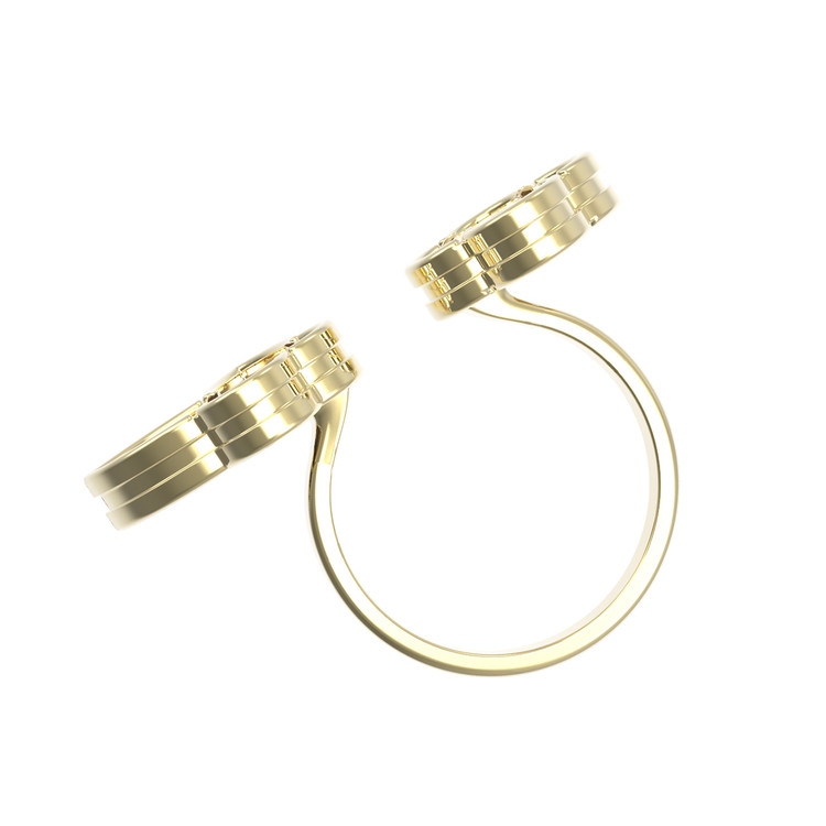 Кольцо из лимонного золота c малахитом и перламутром