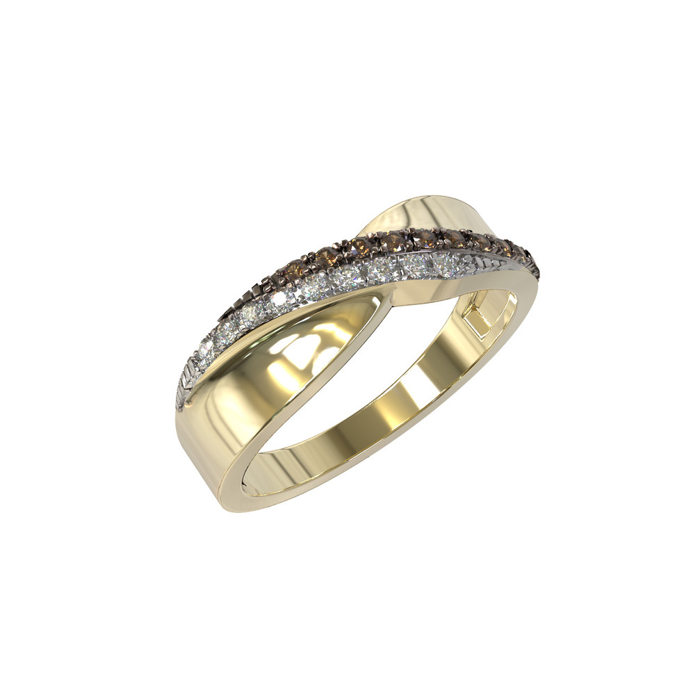 Кольцо из лимонного золота c бриллиантами