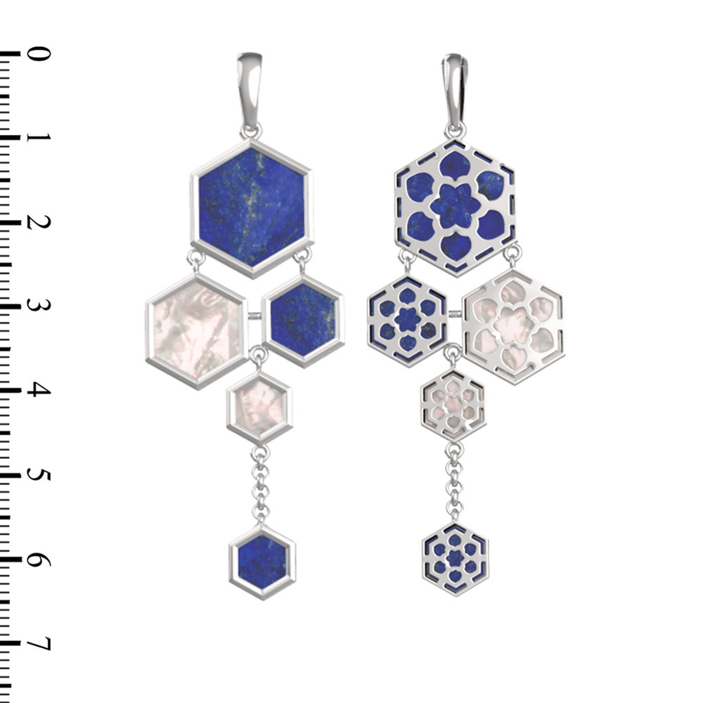 Подвеска из белого золота c лазуритом и перламутром