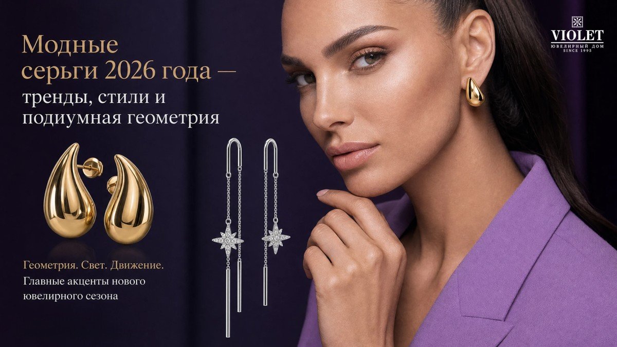 Модные серьги 2026 года - тренды, стили и подиумная геометрия
