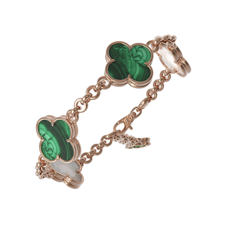 Браслет из золота c малахитом и перламутром