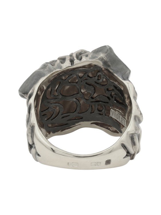 Кольцо из белого золота c эмаль