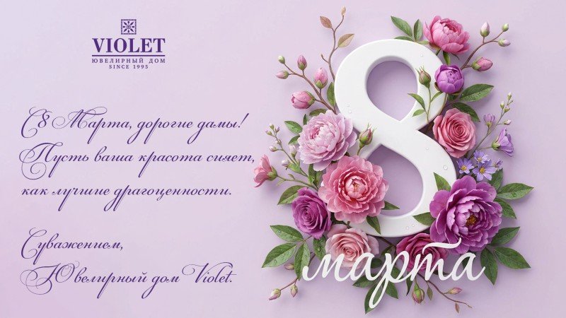 Пусть ваша жизнь сияет, как изысканные драгоценности — с праздником весны, красоты и вдохновения!