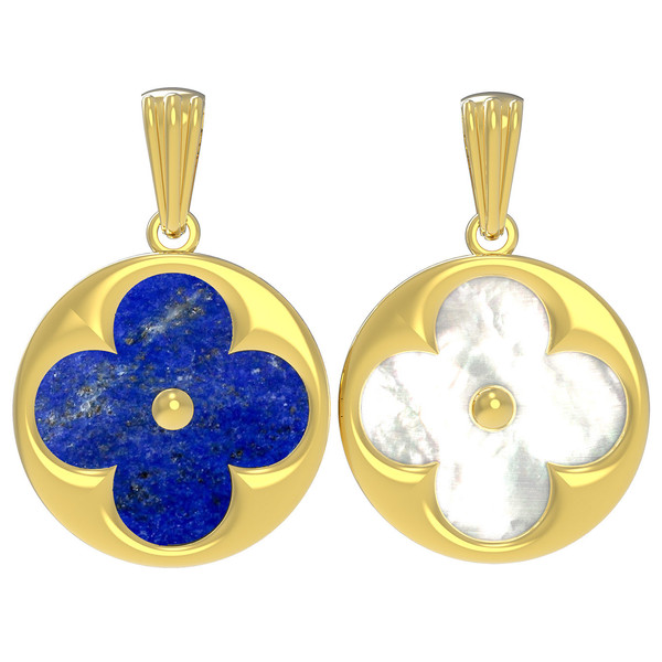 Подвеска из лимонного золота c лазуритом и перламутром