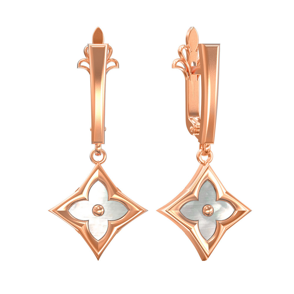 Серьги из золота c перламутром