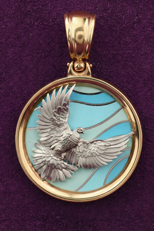 Подвеска из золота c эмаль