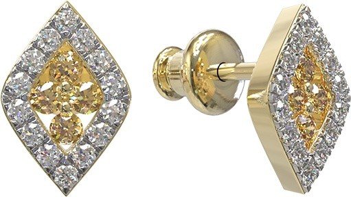 Серьги из лимонного золота c бриллиантами и сапфиром
