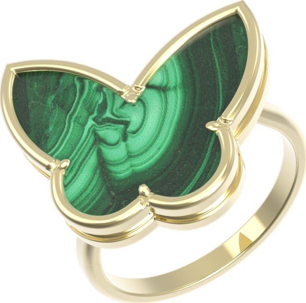 Кольцо из лимонного золота c малахитом