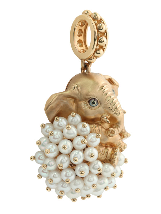 Подвеска из золота c эмаль и жемчугом