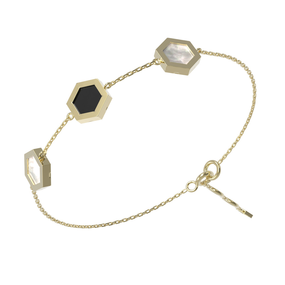 Браслет из лимонного золота c ониксом и перламутром