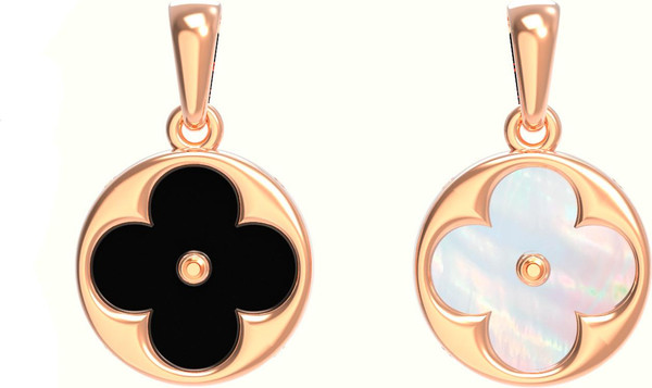 Подвеска из золота c ониксом и перламутром