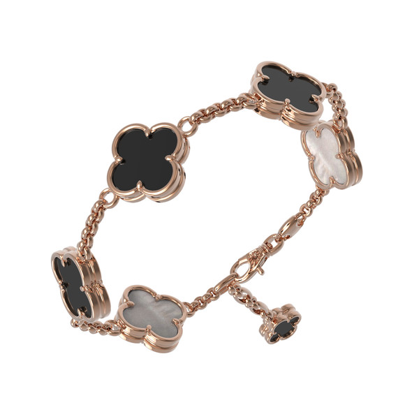 Браслет из золота c ониксом и перламутром