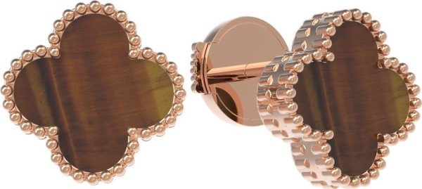 Серьги из золота c тигровым глазом