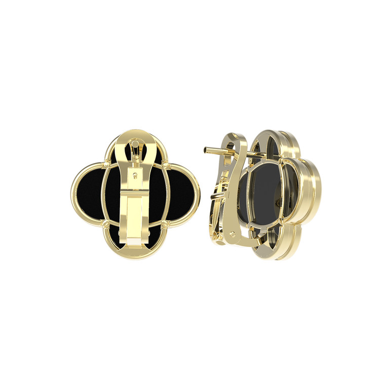 Серьги из лимонного золота c ониксом